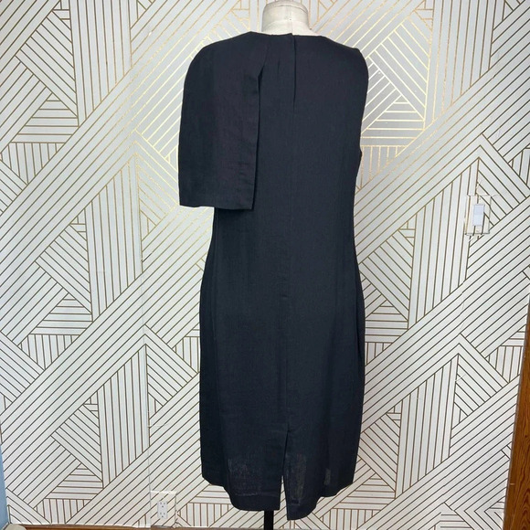 Apiece Apart‎ One Shoulder Dress Asymmetric Cape Sleeve Cotton Black Size US 6 - Picture 6 of 12
